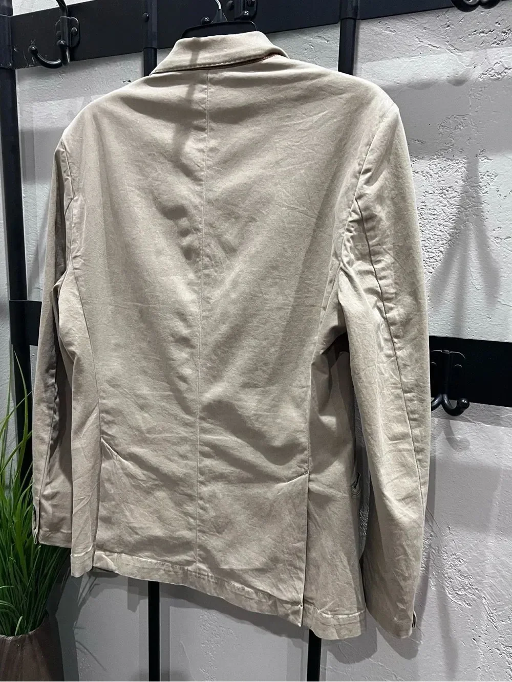 Zara Man Blazer Cotton Denim Tan Khaki Size Large